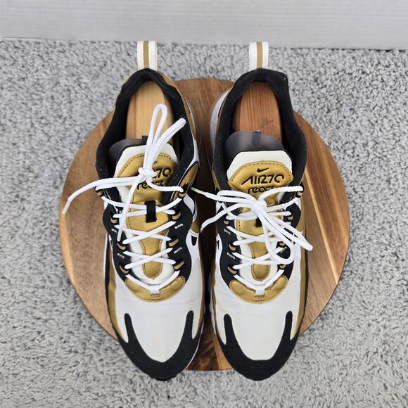 Nike Mens 11.5 Air Max 270 React White Metallic Gold Athletic Sneaker CW7298-100 - Picture 5 of 12
